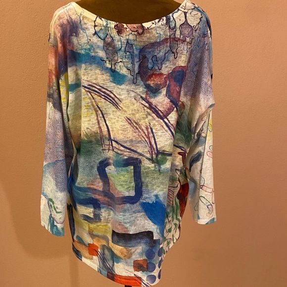 ET LOIS Artistic Multicolor Three Quarter Sleeve Blouse - Picture 4 of 11